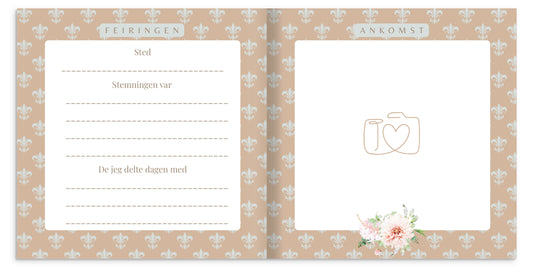 Konfirmationsbog hardcover med Peoner – personlig konfirmation gave med hilsener (64 Gæster) | gæstebog & mindebog