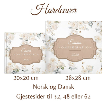 Konfirmationsbog – Klassisk hvid 48 gæster