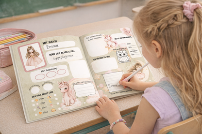 Personlig skoleårsbog – Prinsesse & enhjørning