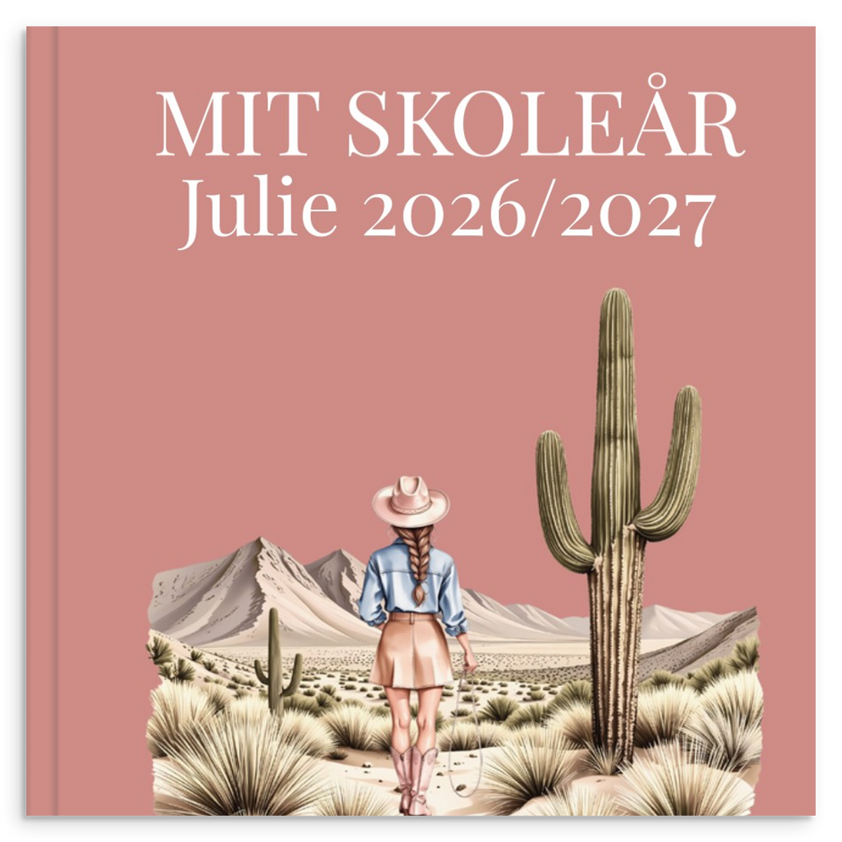 Personlig skoleårsbog til unge – Cowgirl Pink – produktbillede 1