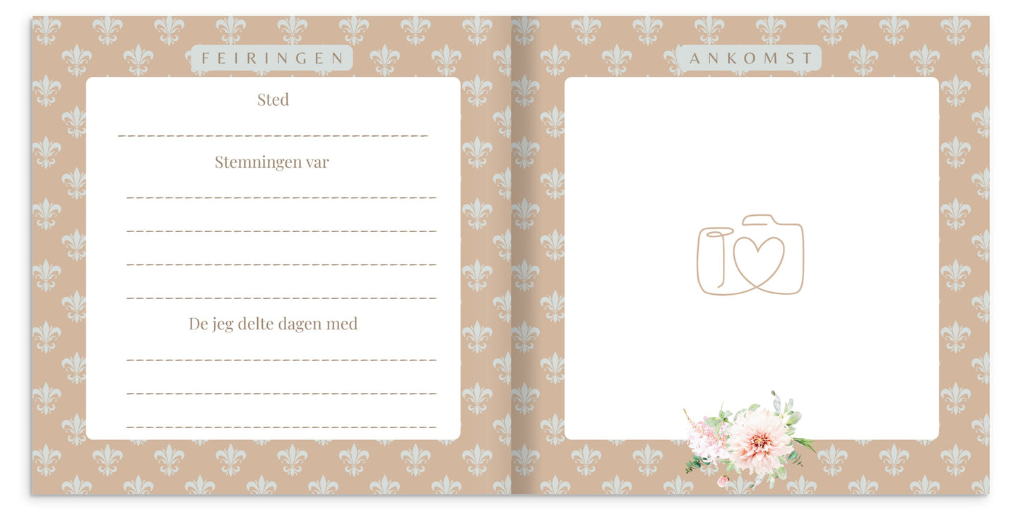 Konfirmationsbog hardcover med Peoner – personlig konfirmation gave med hilsener (64 Gæster) | gæstebog & mindebog