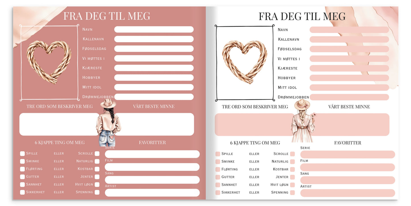 Mit skoleår – personlig mindebog til unge med navn og år (Cowgirl Pink, hardcover)