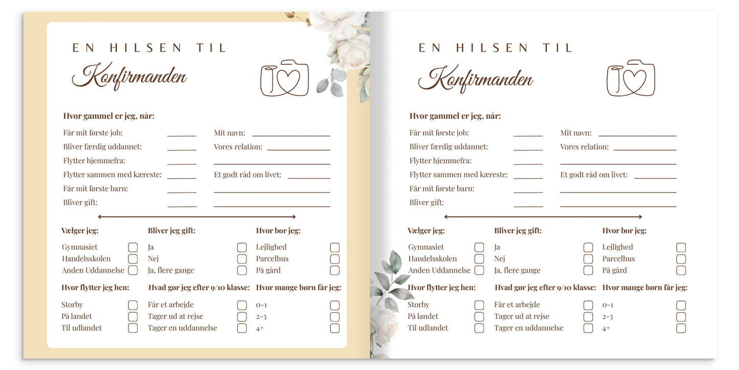 Konfirmationsbog – Klassisk hvid 64 Gæster