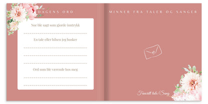 Konfirmationsbog hardcover med Peoner – personlig konfirmation gave med hilsener (64 Gæster) | gæstebog & mindebog